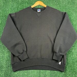 VTG Russell Athletic Faded Black Crewneck Sweatshirt Men's Large USA Blank 90s